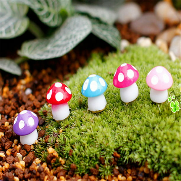 20pcs Fake Mushroom Garden Ornament Miniature Plant Fairy Dollhouse Multi-color